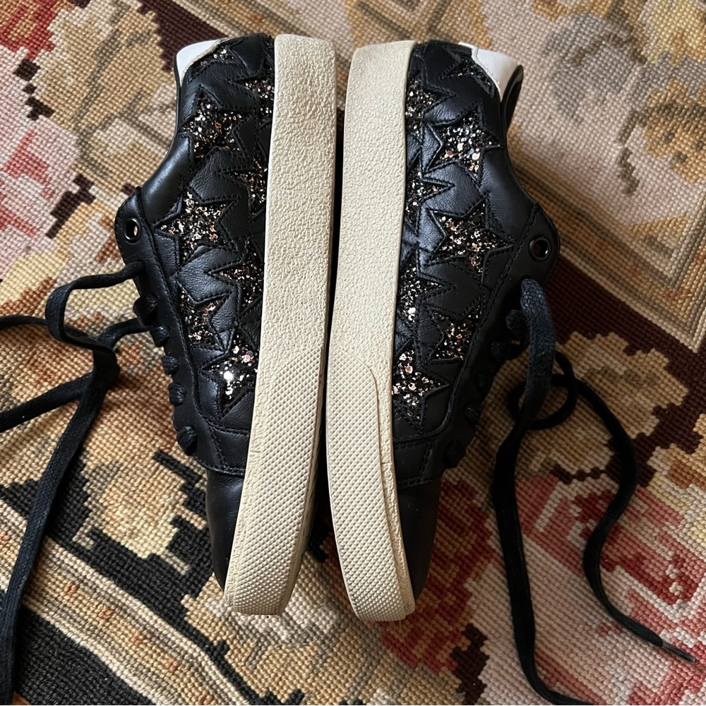 Saint Laurent Star Glitter Leather Sneakers - Picture 2 of 7
